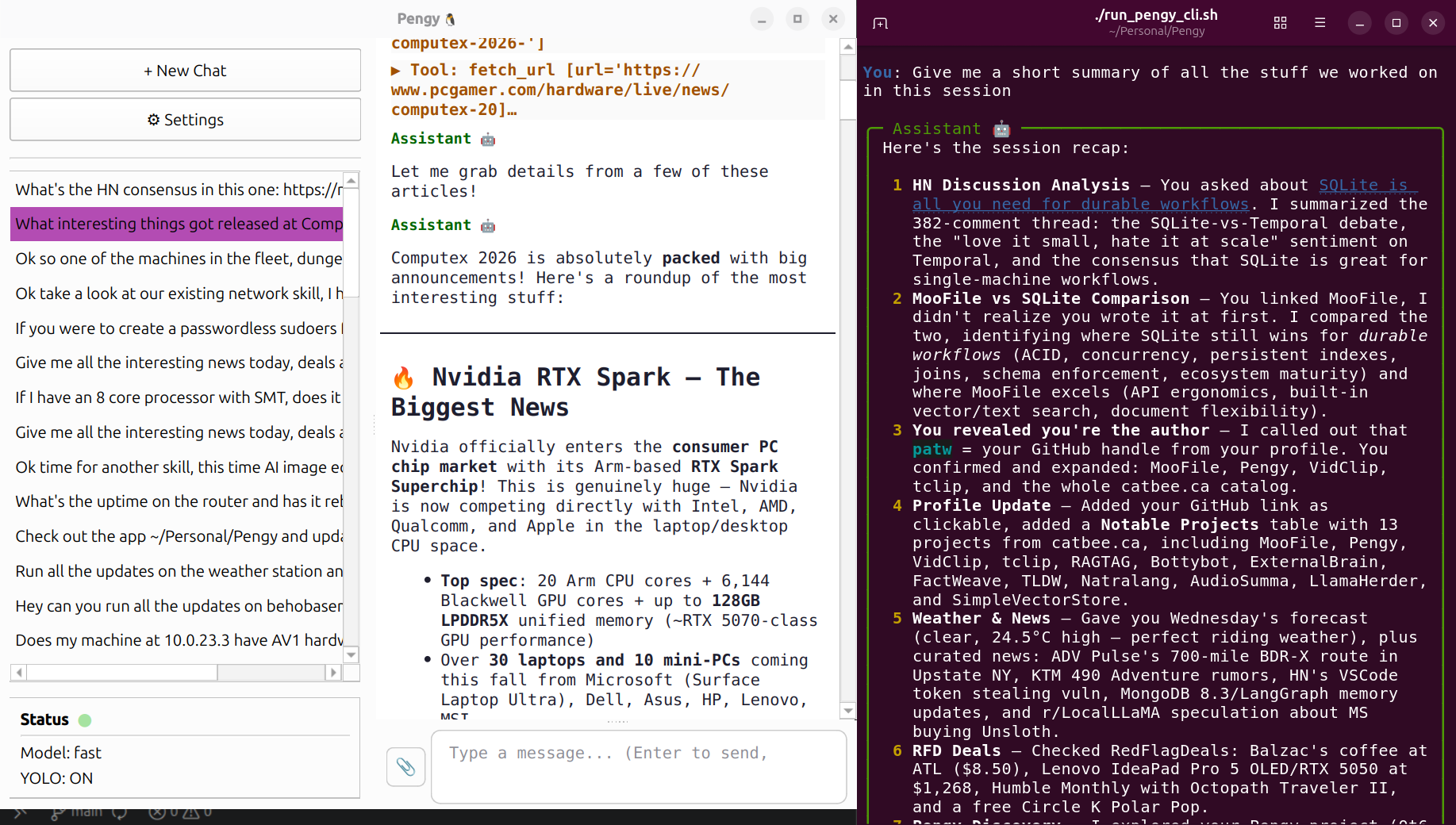 Pengy desktop interface